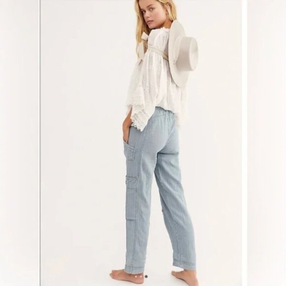 Free People Feelin’ Good Linen Blend Utility Cargo Pants - Picture 3 of 14